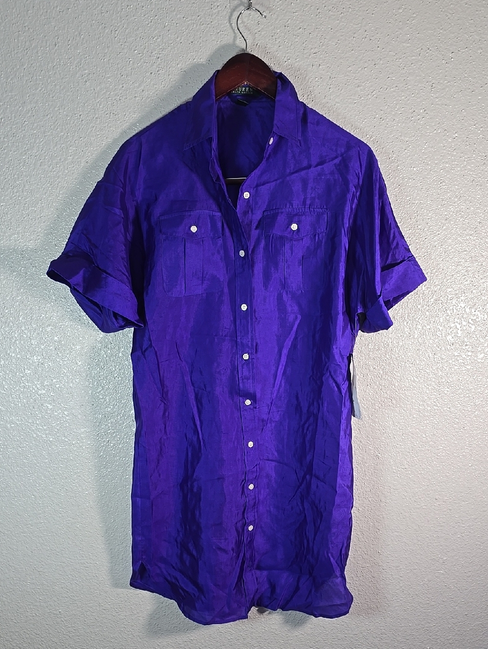 Ralph Lauren Purple Button-Up Short Sleeve Dress